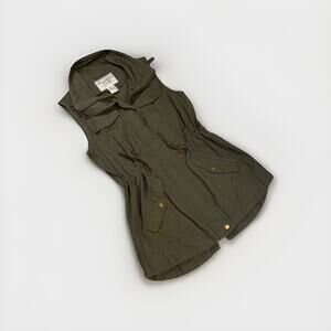 American Rag Cie Women’s Small ~ Green Cargo Military Vest Button Pockets